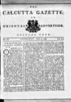 Calcutta Gazette Thursday 09 June 1785 Page 1