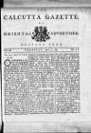 Calcutta Gazette Thursday 07 July 1785 Page 1