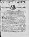 Calcutta Gazette Thursday 04 May 1786 Page 1