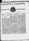 Calcutta Gazette Thursday 18 May 1786 Page 1