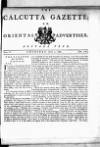 Calcutta Gazette Thursday 01 June 1786 Page 1