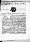 Calcutta Gazette Thursday 15 June 1786 Page 1