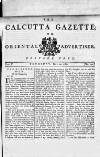 Calcutta Gazette Thursday 29 June 1786 Page 1