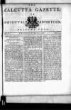 Calcutta Gazette Thursday 03 August 1786 Page 1