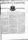 Calcutta Gazette Thursday 10 August 1786 Page 1