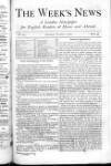 Week's News (London) Saturday 07 October 1871 Page 1