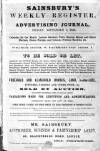 Sainsbury's Weekly Register and Advertising Journal Friday 02 September 1859 Page 1