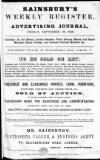 Sainsbury's Weekly Register and Advertising Journal Friday 30 September 1859 Page 1