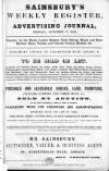 Sainsbury's Weekly Register and Advertising Journal Friday 07 October 1859 Page 1