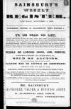 Sainsbury's Weekly Register and Advertising Journal Saturday 05 November 1859 Page 1