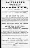 Sainsbury's Weekly Register and Advertising Journal Saturday 12 November 1859 Page 1