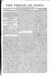 Friend of India and Statesman Thursday 11 March 1852 Page 1