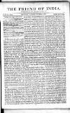 Friend of India and Statesman Thursday 01 December 1853 Page 1