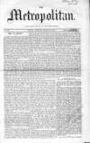 Metropolitan Saturday 10 January 1857 Page 1