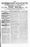 Workman's Advocate (Merthyr Tydfil) Saturday 27 September 1873 Page 1