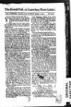 Kentish Weekly Post or Canterbury Journal Sat 01 Jan 1737 Page 1
