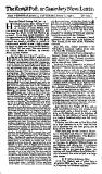 Kentish Weekly Post or Canterbury Journal Sat 15 Jan 1737 Page 1