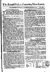 Kentish Weekly Post or Canterbury Journal Sat 06 Sep 1740 Page 1