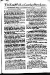 Kentish Weekly Post or Canterbury Journal Sat 31 Oct 1741 Page 1