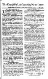 Kentish Weekly Post or Canterbury Journal Sat 17 Sep 1743 Page 1