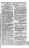 Kentish Weekly Post or Canterbury Journal Sat 22 Jun 1745 Page 1
