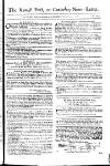 Kentish Weekly Post or Canterbury Journal Sat 17 Sep 1748 Page 1