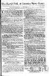 Kentish Weekly Post or Canterbury Journal Sat 14 Jul 1750 Page 1