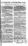 Kentish Weekly Post or Canterbury Journal Sat 14 Sep 1751 Page 1