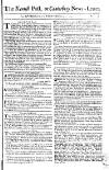 Kentish Weekly Post or Canterbury Journal Wed 10 Jun 1752 Page 1