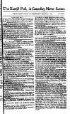 Kentish Weekly Post or Canterbury Journal Wednesday 13 November 1754 Page 1