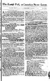 Kentish Weekly Post or Canterbury Journal Wednesday 27 November 1754 Page 1