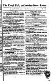 Kentish Weekly Post or Canterbury Journal Saturday 21 December 1754 Page 1