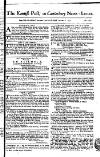 Kentish Weekly Post or Canterbury Journal Saturday 08 January 1757 Page 1