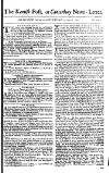 Kentish Weekly Post or Canterbury Journal Wednesday 26 January 1757 Page 1