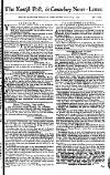 Kentish Weekly Post or Canterbury Journal Saturday 05 February 1757 Page 1
