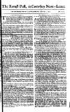 Kentish Weekly Post or Canterbury Journal Wednesday 09 February 1757 Page 1