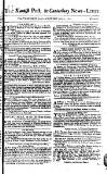 Kentish Weekly Post or Canterbury Journal Saturday 09 April 1757 Page 1