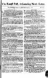 Kentish Weekly Post or Canterbury Journal Saturday 13 August 1757 Page 1