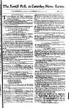 Kentish Weekly Post or Canterbury Journal Saturday 27 August 1757 Page 1