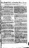 Kentish Weekly Post or Canterbury Journal Wednesday 07 September 1757 Page 1
