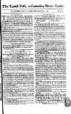 Kentish Weekly Post or Canterbury Journal Saturday 11 February 1758 Page 1