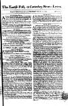 Kentish Weekly Post or Canterbury Journal Wednesday 22 February 1758 Page 1