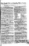 Kentish Weekly Post or Canterbury Journal Wednesday 12 April 1758 Page 1