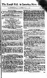 Kentish Weekly Post or Canterbury Journal Saturday 15 July 1758 Page 1