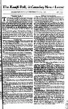 Kentish Weekly Post or Canterbury Journal Wednesday 23 August 1758 Page 1