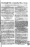 Kentish Weekly Post or Canterbury Journal Saturday 30 September 1758 Page 1