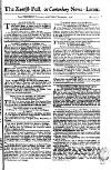 Kentish Weekly Post or Canterbury Journal Saturday 07 October 1758 Page 1