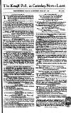 Kentish Weekly Post or Canterbury Journal Saturday 30 August 1760 Page 1