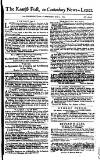 Kentish Weekly Post or Canterbury Journal Saturday 05 June 1762 Page 1