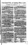 Kentish Weekly Post or Canterbury Journal Saturday 06 August 1763 Page 1
